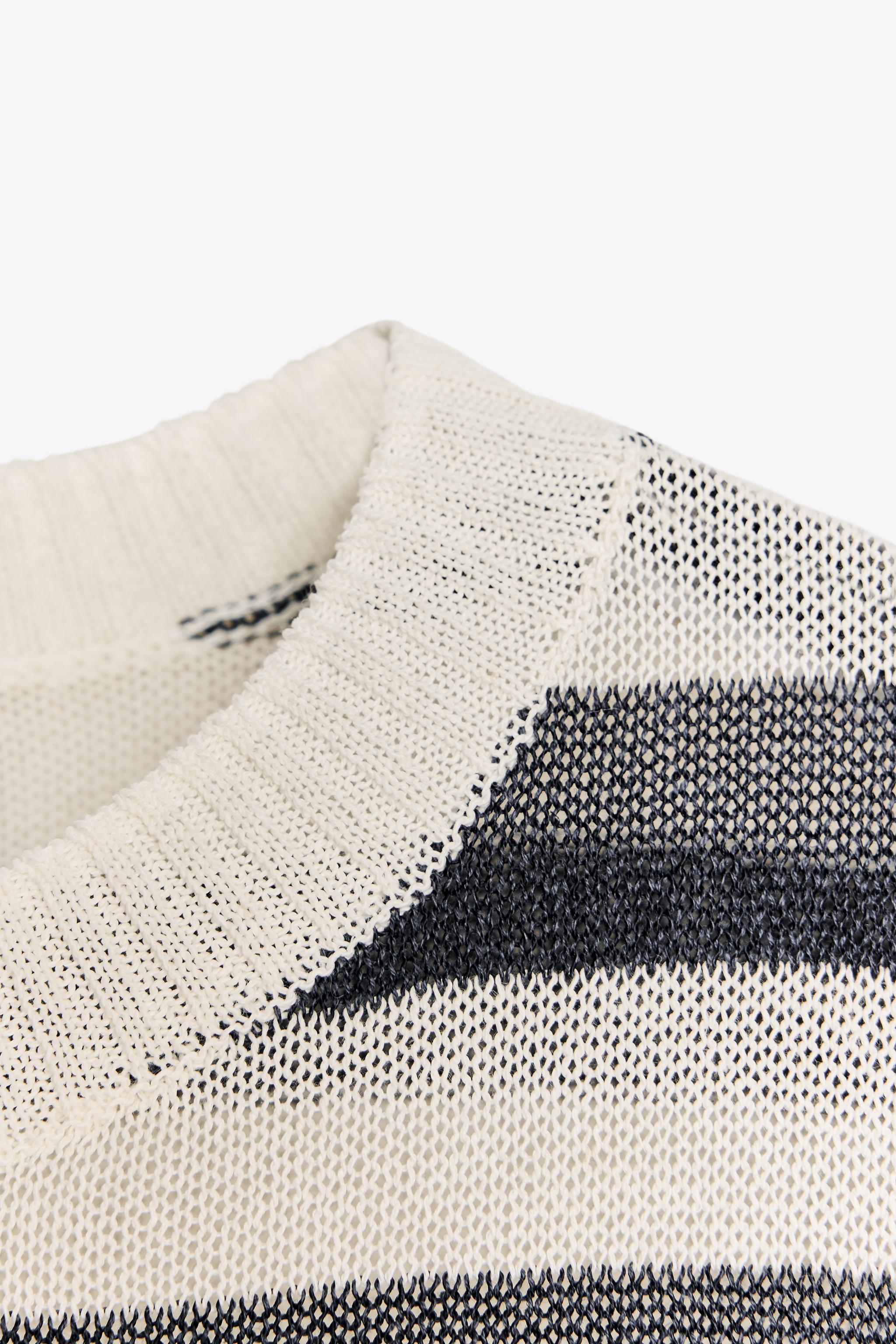 SHORT SLEEVE STRIPED KNIT JUMPER